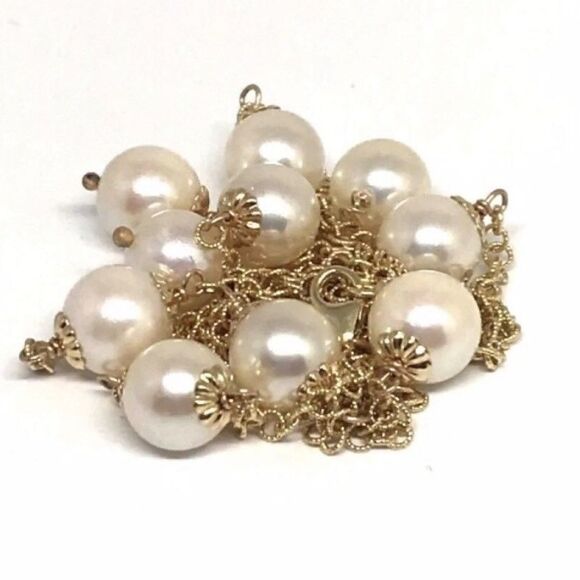 Akoya Pearl Necklace 14k Gold 8.5-8 mm 18" Women Certified $2,950 721470 - Picture 7 of 8